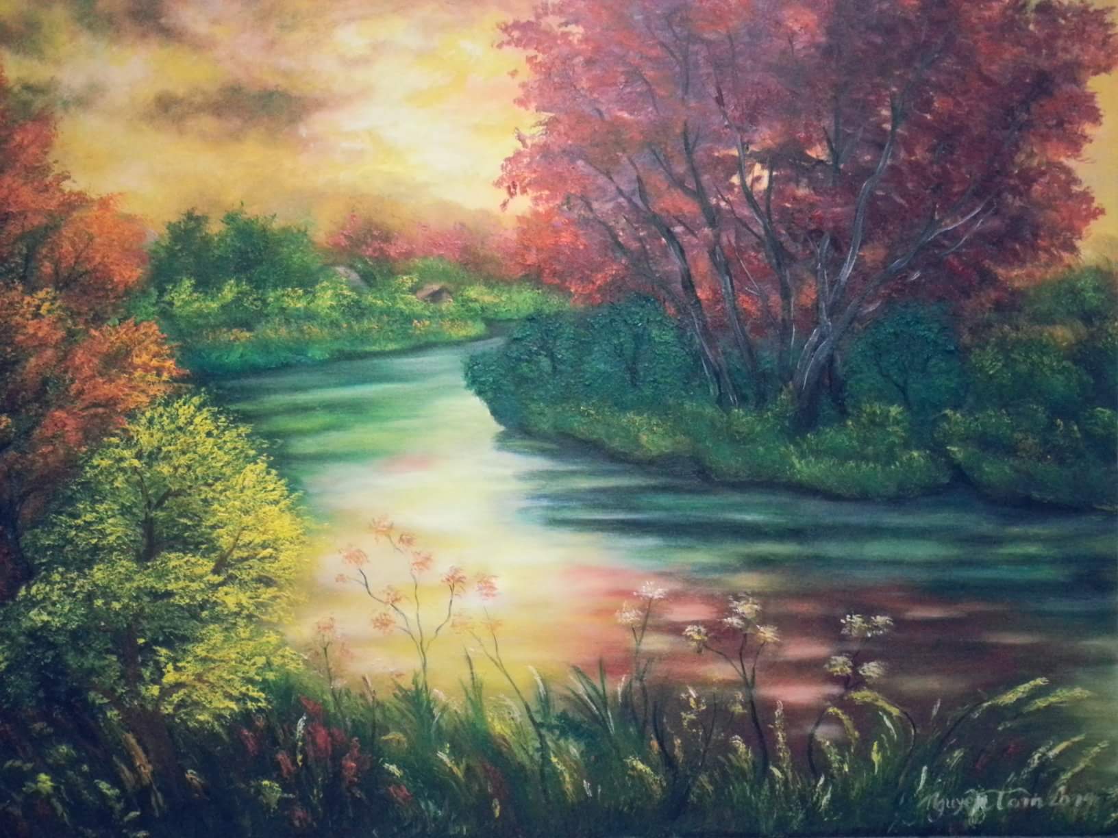 Tranh Sơn Dầu Chiều Quê